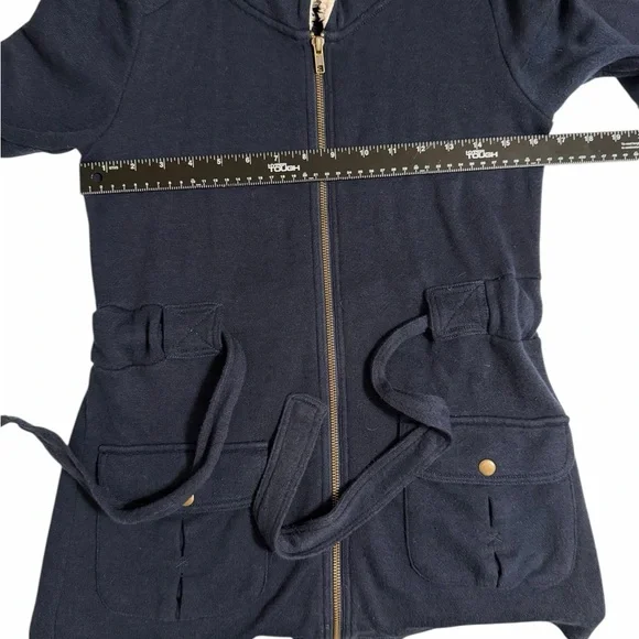 Anthropologie Saturday Sunday Navy Women's Jacket with Belted Waist Size S - Picture 3 of 7